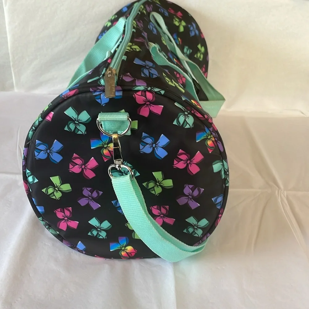 Jojo siwa dance duffle bag black with‎ multi color bows adjustable strap